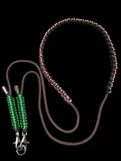 人気商品 パラコード製ショルダーストラップ 緑とピンク