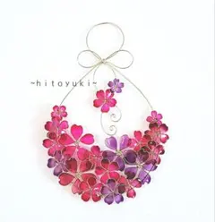 姫羅様専用　リボンリース＊ゴールド＊桜＊ S-171 ワイヤークラフト