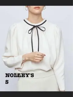 【美品】NOLLEY'S ノーリーズ ボウタイブラウス ホワイト Sのサムネイル