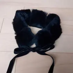 マフラー　ファー　襟　ラビット　黒