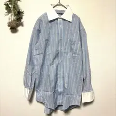 JUNCHINO｜美品✨ストライプ長袖シャツ｜ワイシャツ｜ジュンココシノ｜Lのサムネイル