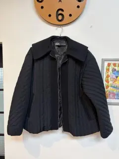ZARA 大人気　ブラック キルティングジャケット Lサイズ相当