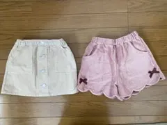 ベージュ・ピンク スカートとショートパンツセット 120cm