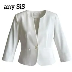美品 any SiS ノーカラージャケット L 白 セレモニー 春