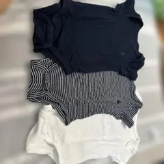 ロンパース 3枚セット 70cm ネイビー ストライプ ホワイト