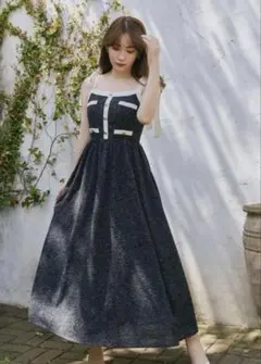 リボン付き】herlipto Verona Tweed Long Dress - メルカリ