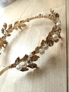 ヘッドドレス ゴールド　リーフ　結婚式　ヘッドアクセサリー