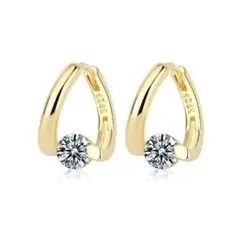 一粒 ダイヤモンド フープ ピアス スワロフスキー ゴールド プラチナ