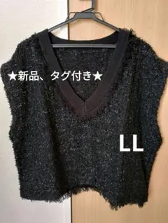 ★新品、タグ付き★　フリンジベスト LLサイズ ブラック
