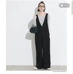 coca ドットVネックオールイワン ブラック L