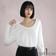 【CLANE／2024AW／オフショル可】DEEP U NECK TOPS／白1