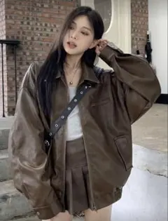 shein PUレザージャケット