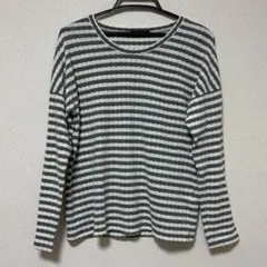 EAST BOY ボーダー グレー×ホワイト 長袖Tシャツ