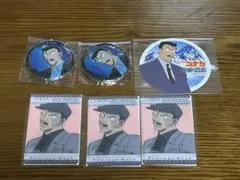名探偵コナン　毛利小五郎　セブンネット缶バッジ＆特典カード　コースターセット