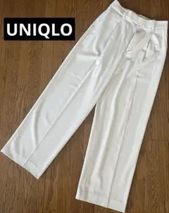 【美品】UNIQLOユニクロ　タックワイドパンツ　ナチュラル　M
