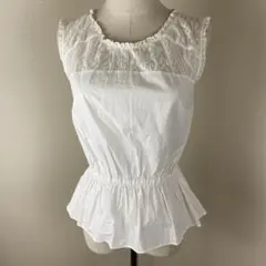 【limitless】ホワイトコットンペプラムトップスサイズM