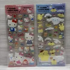新品サンリオクリアキャンディーシール 2点セット　ハローキティシナモロールプリン