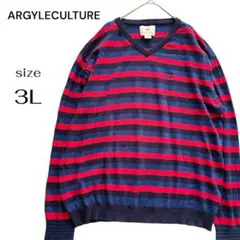 ARGYLECULTURE アーガイルカルチャー Vネック セーター 3L 赤紺