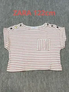 ZARA ボーダー半袖Tシャツ 122cm 赤色