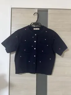 アプワイザーリッシェ★ハート刺繍柄半袖カーディガン　中古　02