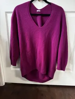 IENA ホールガーメントコクーンVネックプルオーバー ニット ピンクパープル