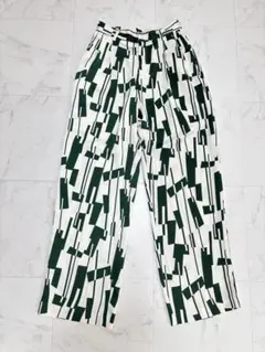Lサイズ　アパートバイローリーズ　総柄　ワイドパンツ　グリーン　アイボリー