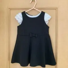 ノースリーブ黒フォーマルワンピース＋白フリルTシャツ/冠婚葬祭 80cm 女の子