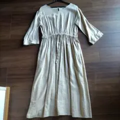 スタジオクリップリネン ベージュ シャツワンピース 七分袖