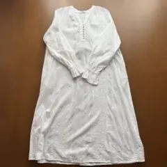 Bou Jeloud 刺繍　38 ホワイト長袖シャツワンピース