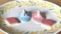 未使用　ひな祭り箸置き4点　陶器製