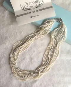 高島屋　16連ネックレス　砂ケシパール　極小　保証書、ケース付き　芥子真珠2mm