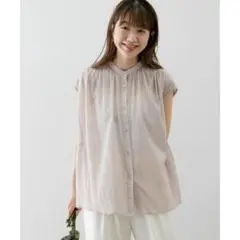 サニーレーベルフェミニンゆったりエアリーリネンフレンチスリーブ 