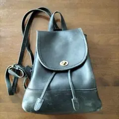 コーチ　オールド　ブラックレザー バックパック old coach