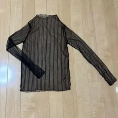 ♯137 シースルー ブラック ストライプ 長袖トップス