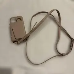 iPhone13mini ケース ショルダーストラップ付 くすみピンクスモーキー