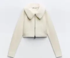 ZARA フェイクファーニットジャケット S