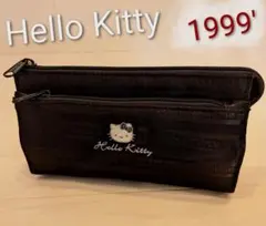 昭和レトロ　ハローキティ ペンケース　ポーチ　ダブルファスナー　1999年　刺繍