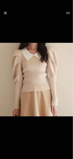 SAISON DE PAPILLON 配色カラーマトンスリーブニットプルオーバー