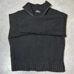 CLEL ブラック ハーフジップニット S