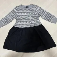 COMME CA ISM 長袖ワンピース グレー/ブラック　100cm