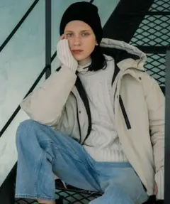 新品◎サニーレーベル◎ フーディーダウンジャケッ//ライトベージュ