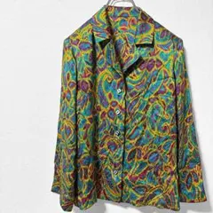 ジャケット レディース シャツ 総柄 長袖 ヴィンテージ ペイズリー 古着