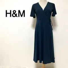 H&M ネイビーカラー 半袖 ワンピースドレス