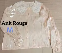 Ank Rouge モチーフレースカラー長袖ブラウス ピンク×白 Ｍ