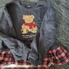 刺繍トレーナー チェック柄