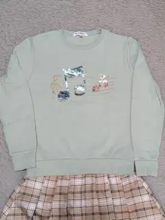 GLOBALWORK　ミントグリーン 音符 色変わりトレーナー　140　キッズ