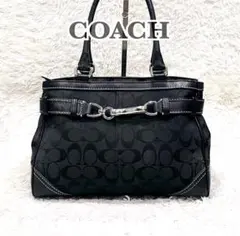 廃盤 美品 COACH ハンドバッグ 8K06 キャンバス レザー シグネチャー
