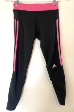 【adidas】ブラック/ピンク フィットネスパンツ Mサイズ