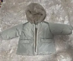 グレー ファー付きフード アウター