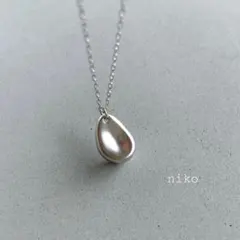 54｜ ぷっくり しずく ドロップ ネックレス マット シルバー アクセサリー